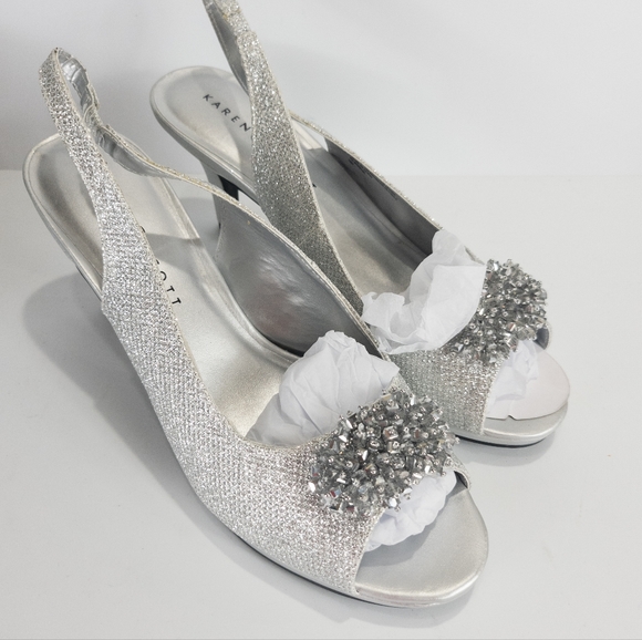 Karen Scott Breena Slingback Peep-toe Pumps Silver -10 - Picture 5 of 7